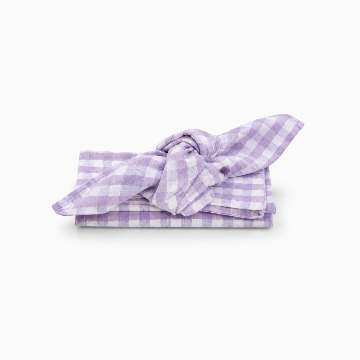 Bonsoirs Vichy Lilas set of 2 table napkins lilac Gingham check washed cotton and linen blend European Flax certified Dear Johny