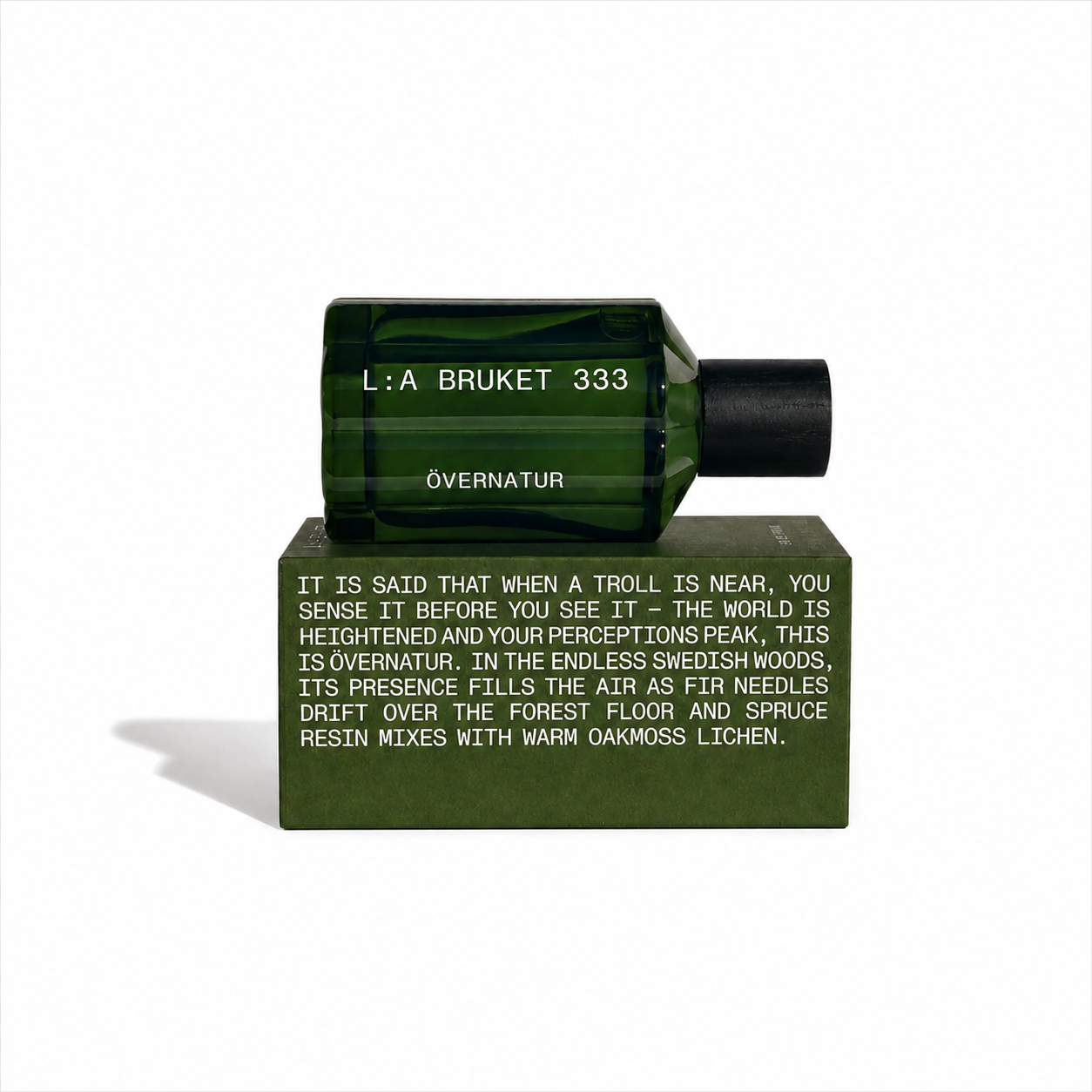 L:a Bruket 333 Övernatur Eau de Parfum luxury woody forest niche fragrance fir needles spruce resin oakmoss geosmin notes minimalist bottle design wooden cap Varberg Sweden Dear Johny