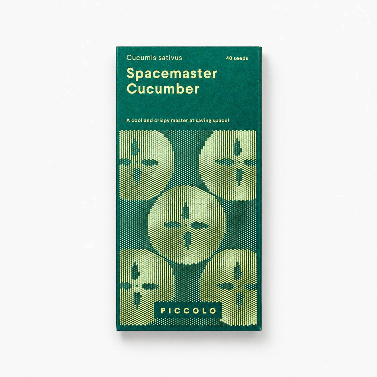 Piccolo Seeds Spacemaster Cucumber seed packet from the Original Series compact space saving balcony vegetable plant designed in Conegliano Venice Italy design studio Dear Johny
