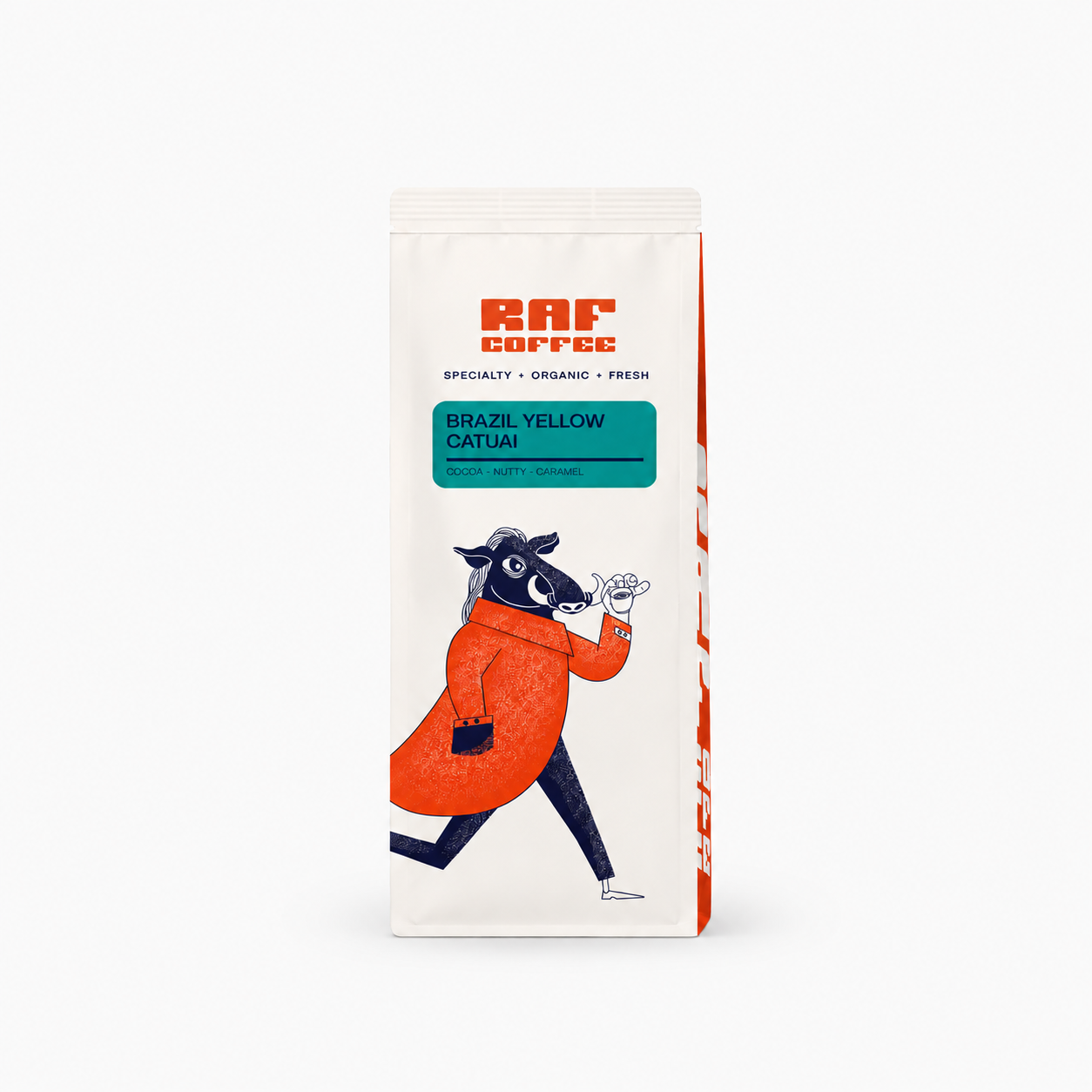 RAF Coffee Brazil Yellow Catuai single origin specialty coffee beans roasted hazelnut milk chocolate profile premium artisan micro roastery Gent Belgian craft packaging bio engineer expert Q grader cupping Dear Johny