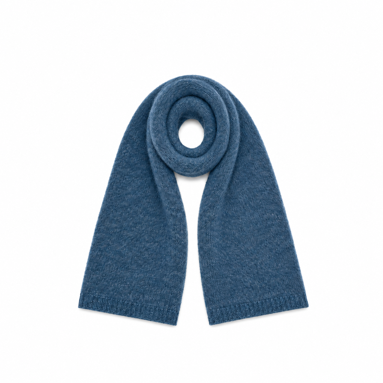 Steel blue super kid mohair wool scarf essential knitwear TWNS The Label Ovray