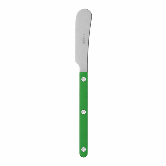 Sabre Paris butter spreader green handle stainless steel blade
