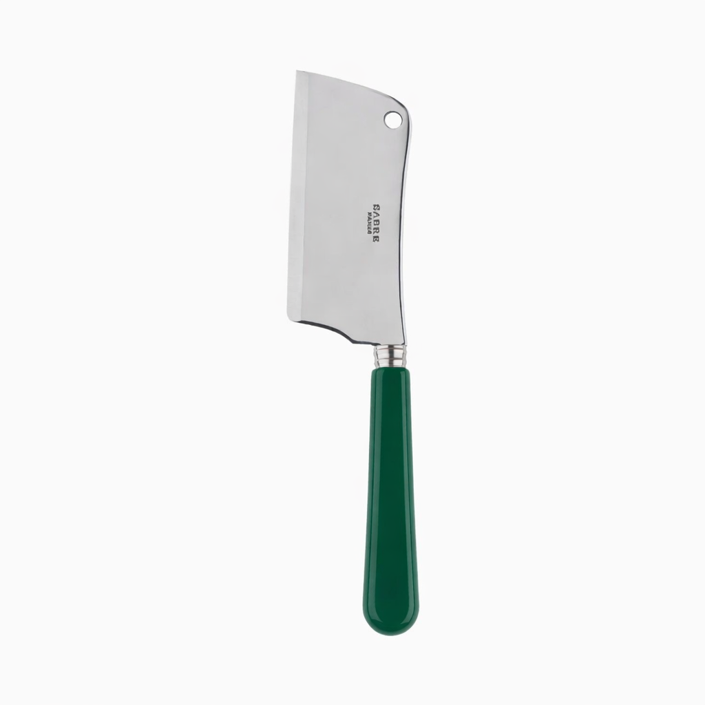 Sabre Paris cheese cleaver green handle stainless steel blade
