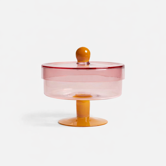 &klevering glass storage jar set pink transparent glass