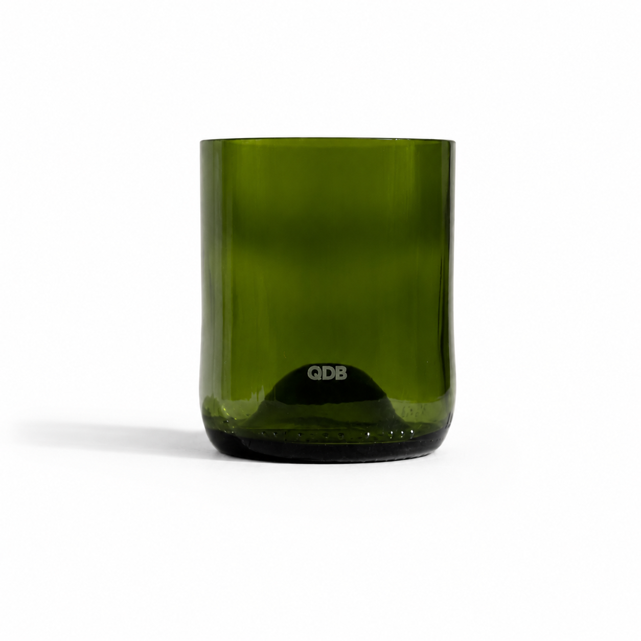 QDB Editions green short drink glass coloured glass. Recycled glass. Made in France
