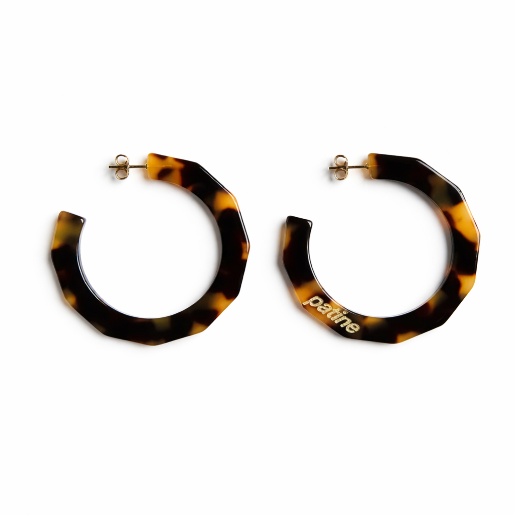 PATiNE hoop earrings leopard pattern bio-acetate