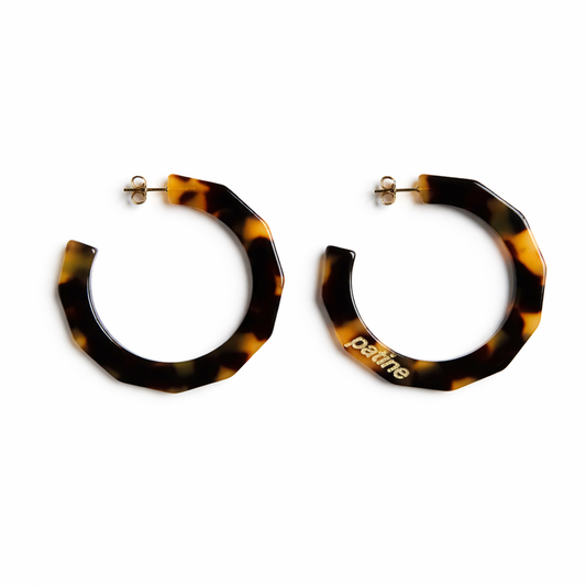PATiNE hoop earrings leopard pattern bio-acetate