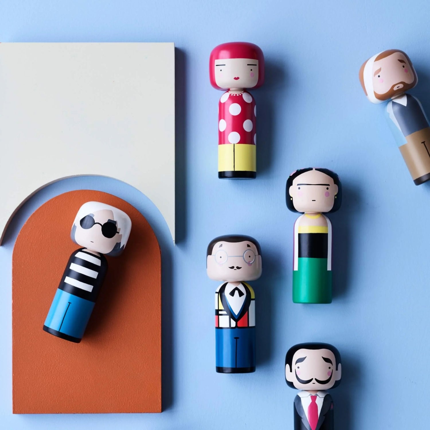 Lucie Kaas kokeshi doll illustrated wooden figure
