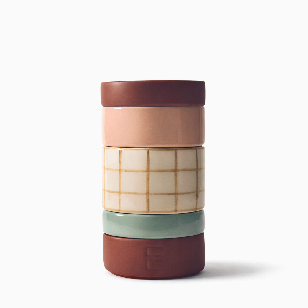 FAYZE modular ceramic vase stacked rings tube base interchangeable rings
