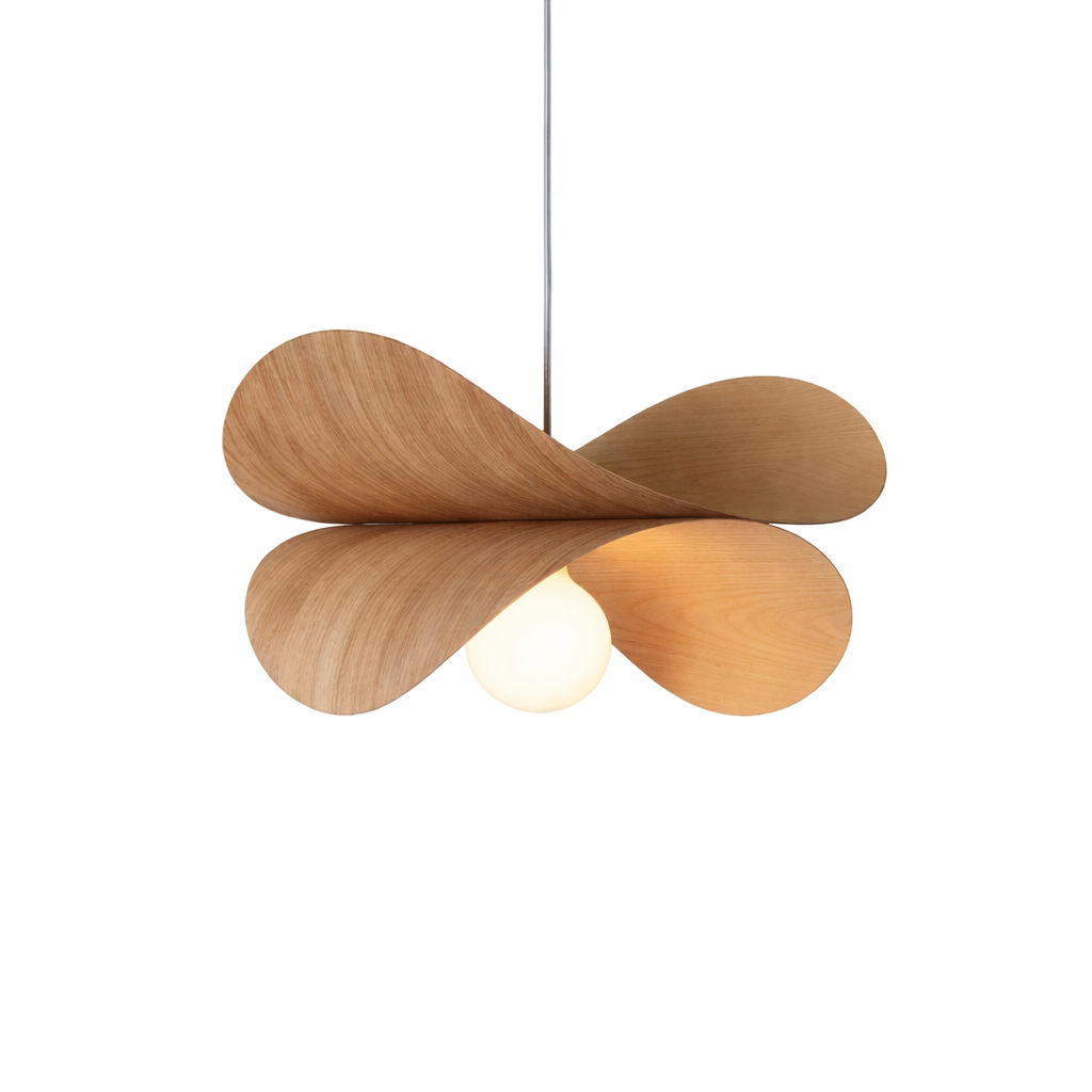 Morgane Binet oak wood pendant light rounded design Bocca classique
