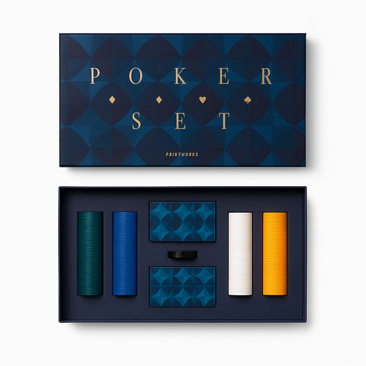Printworks Art of Poker board game paper box dark blue green