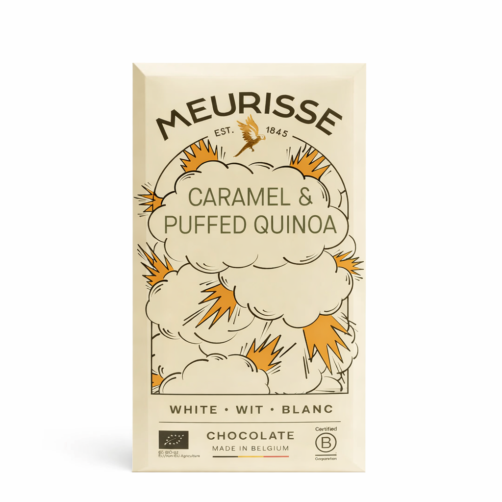 Meurisse white chocolate puffed quinoa caramel bar
