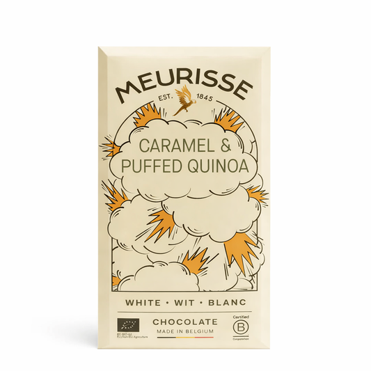 Meurisse white chocolate puffed quinoa caramel bar
