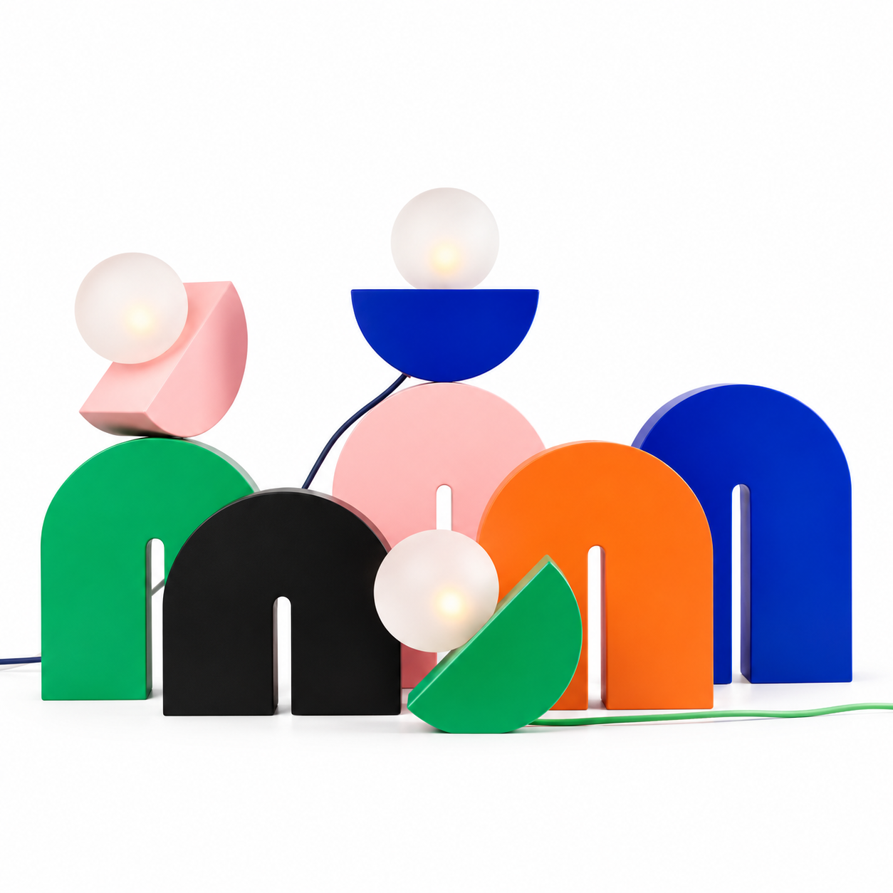 Atelier Zemonsta Switch & Match M modular powder coated aluminum table lamp with polished glass shade handcrafted in France by Audrey Abbal Duteille