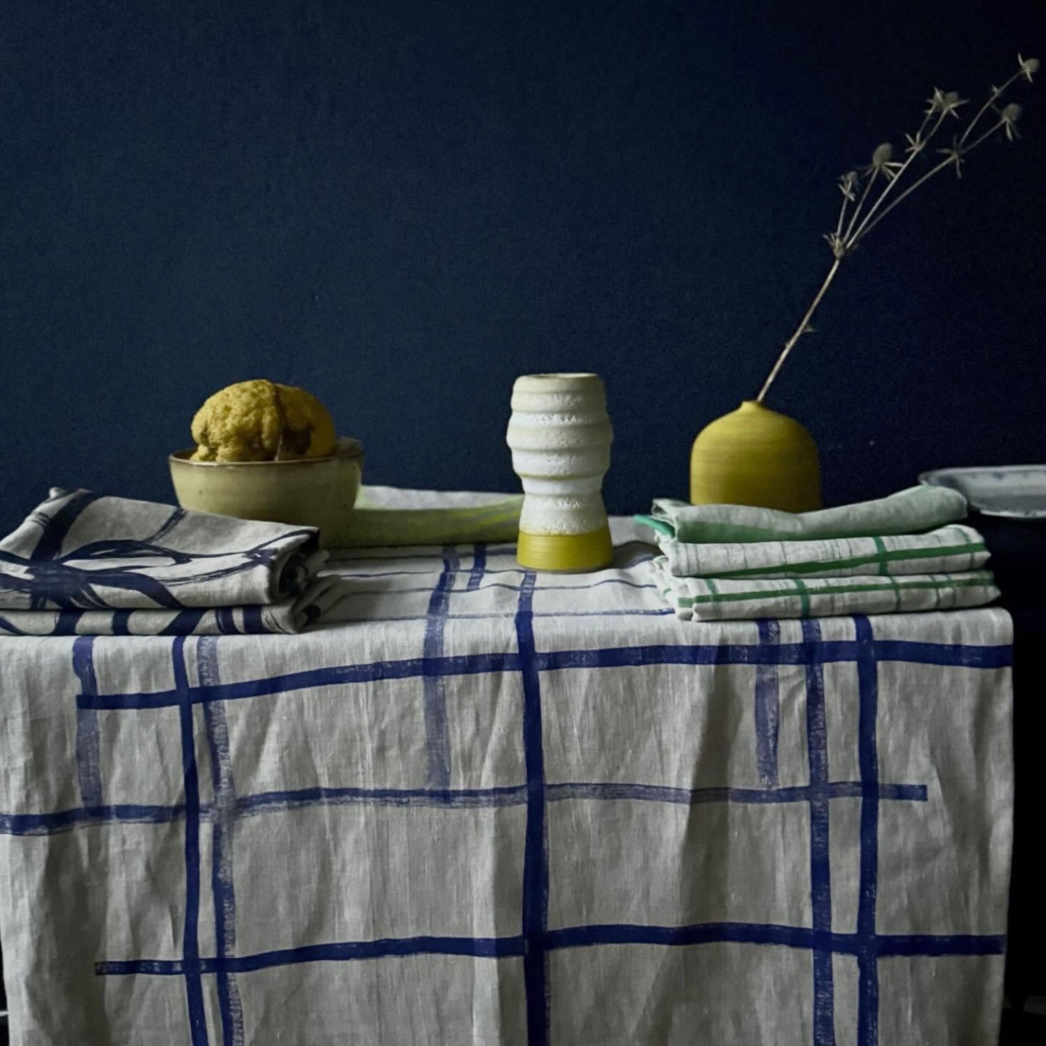 Handmade Nordic design textiles, cushions, and screen-printed wallpaper by Birgit Morgenstern