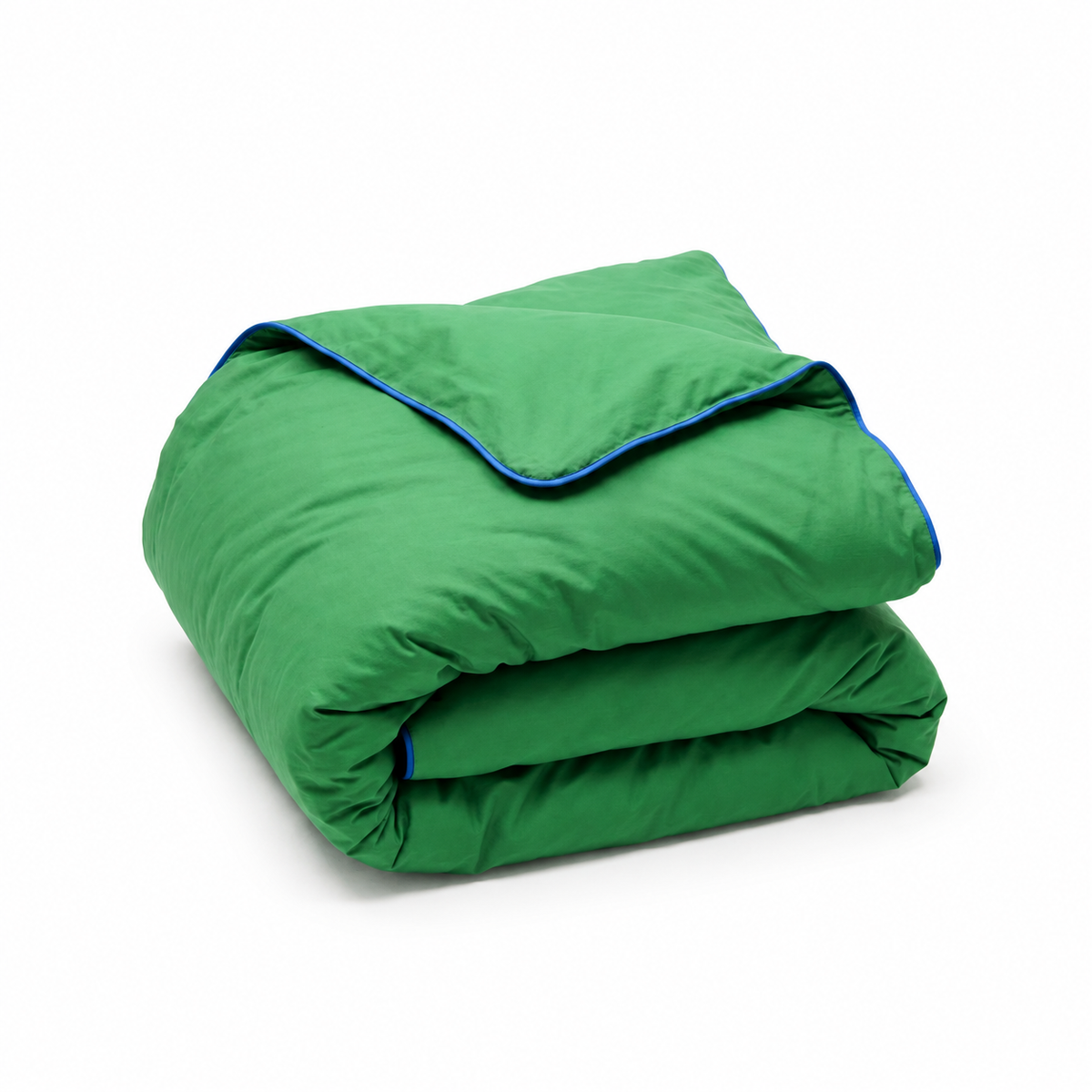 BUTTIA BORDERLINE Combo 03 Navy on Green washed cotton duvet cover with contrast piping crafted in Kyiv Ukraine