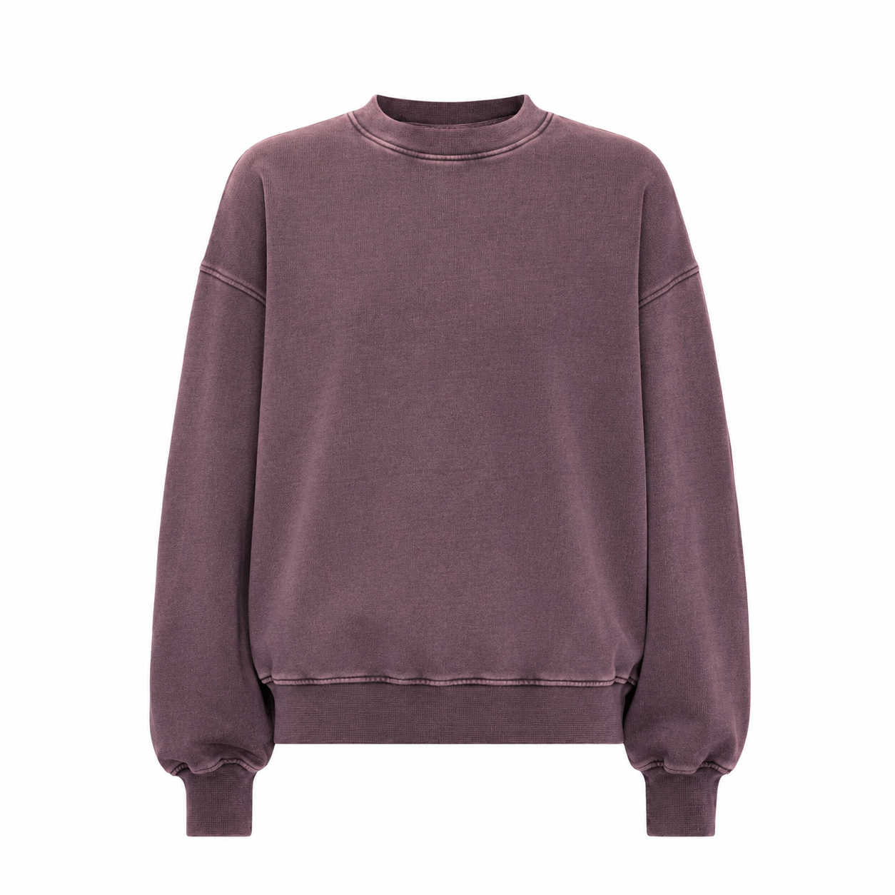 Colorful Standard casual organic oversized sweatshirt in faded grape purple relaxed fit premium Portuguese brushed cotton apparel category made in Portugal Dear Johny