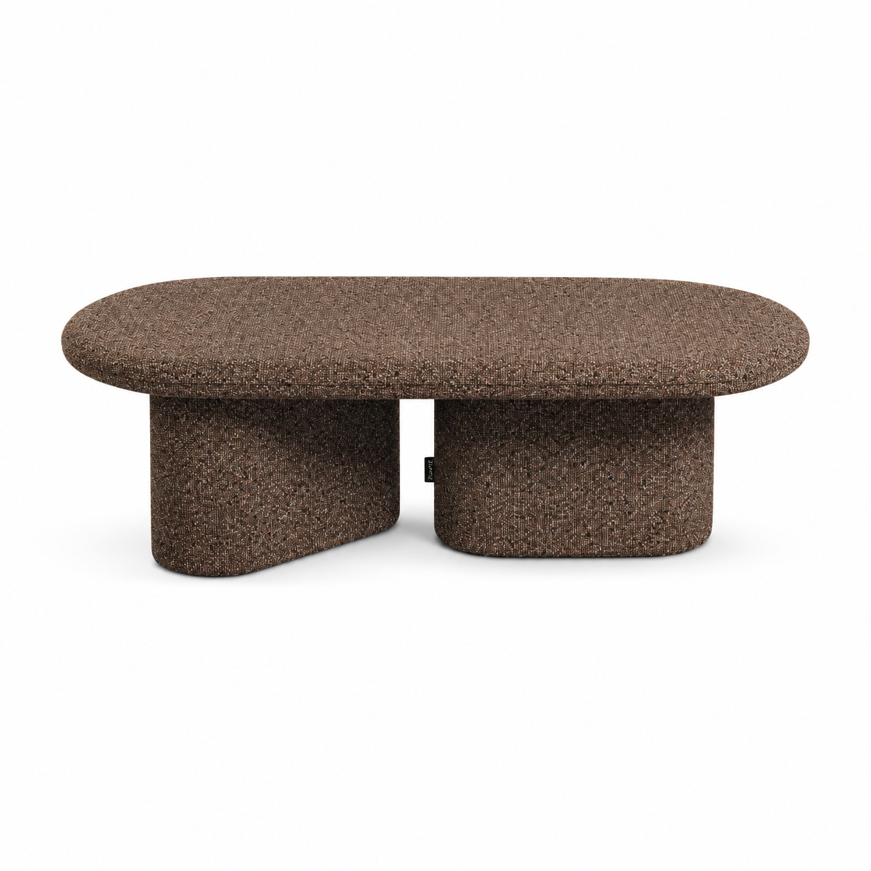 Feum Ovo upholstered bench in mocha brown fabric durable seating made in Europe Poland design studio Dear Johny
