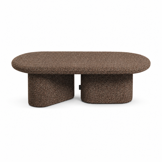 Feum Ovo upholstered bench in mocha brown fabric durable seating made in Europe Poland design studio Dear Johny