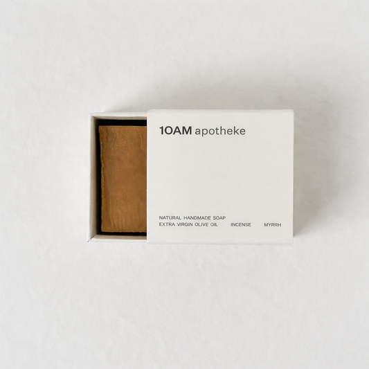 10am Apotheke natural handmade soap olive oil frankincense myrrh bar