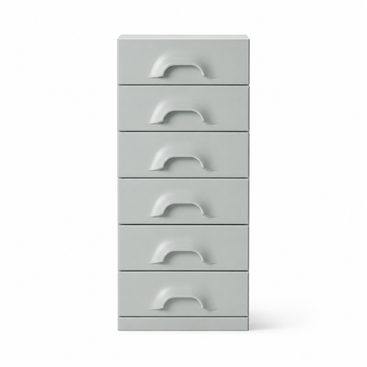 HKliving Chest of 6 Drawers Overcast minimalist handleless dresser architectural clean lines contemporary storage modern Dutch design furniture packaging Dear Johny