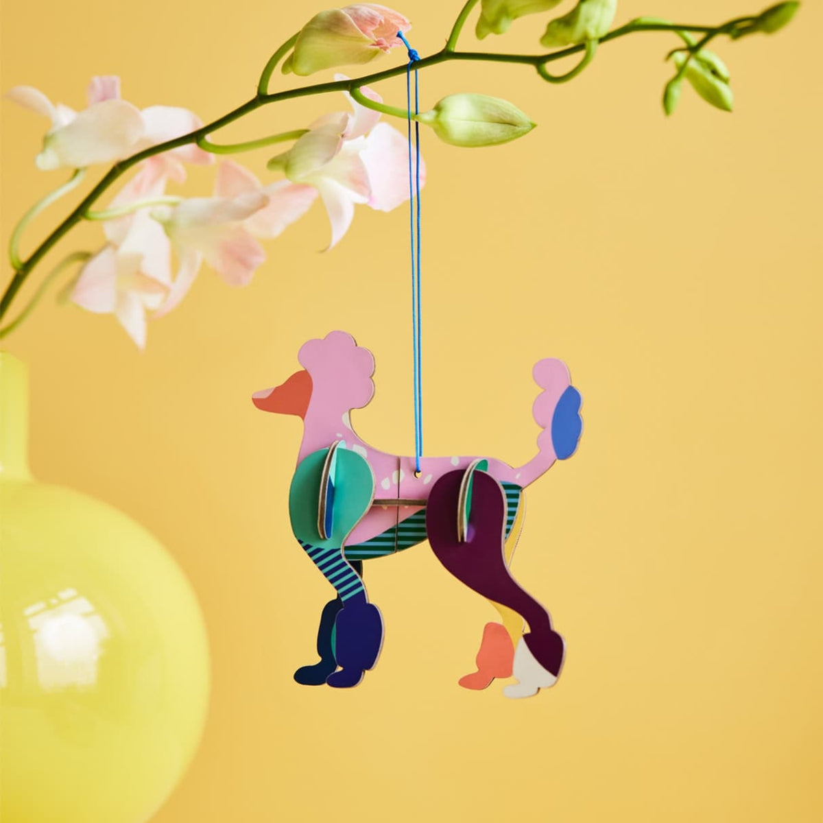 Eco friendly graphic Studio ROOF Poodle 3D cardboard Christmas ornament made from recycled paper