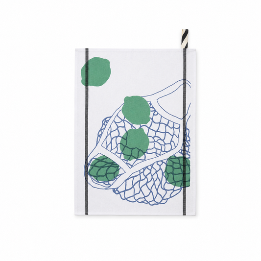 La Cerise sur le Gâteau Citron Filet tea towel organic cotton yellow lemon harvest pattern OEKO-TEX certified kitchen linen Dear Johny