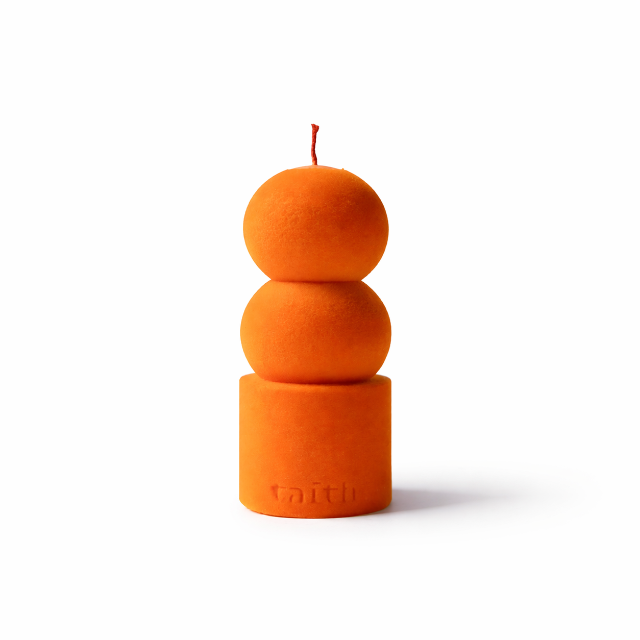 The Taith Lilu Candle in Orange Velvet finish and 100% soy wax hand-poured in Warsaw Poland Dear Johny. Sculptural candle using 3D-design with a matte velvet texture.