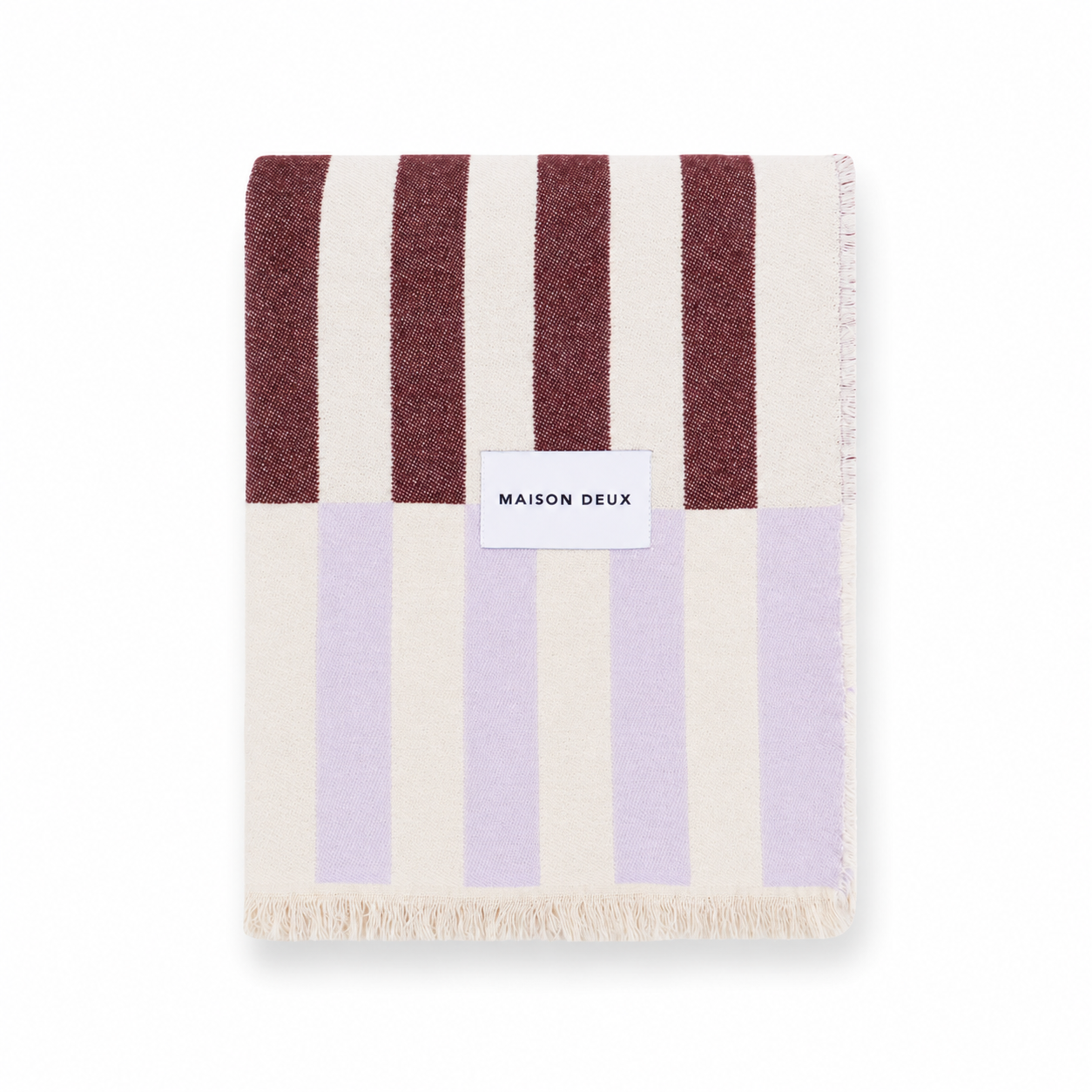 Maison Deux Tiles blanket cotton OEKO-TEX Europe lilac burgundy color block lightweight throw Dear Johny