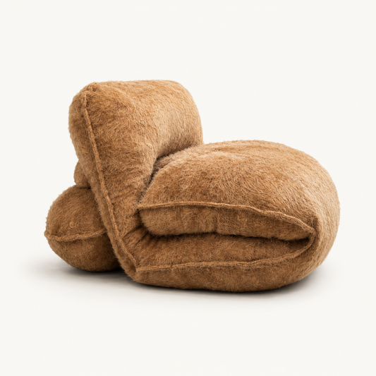 Mariekke Jansen IDA Loveseat frameless modular lounge chair designed with folding method using sustainable Dutch wool custom fabric upon request Sint-Oedenrode Netherlands design studio Dear Johny
