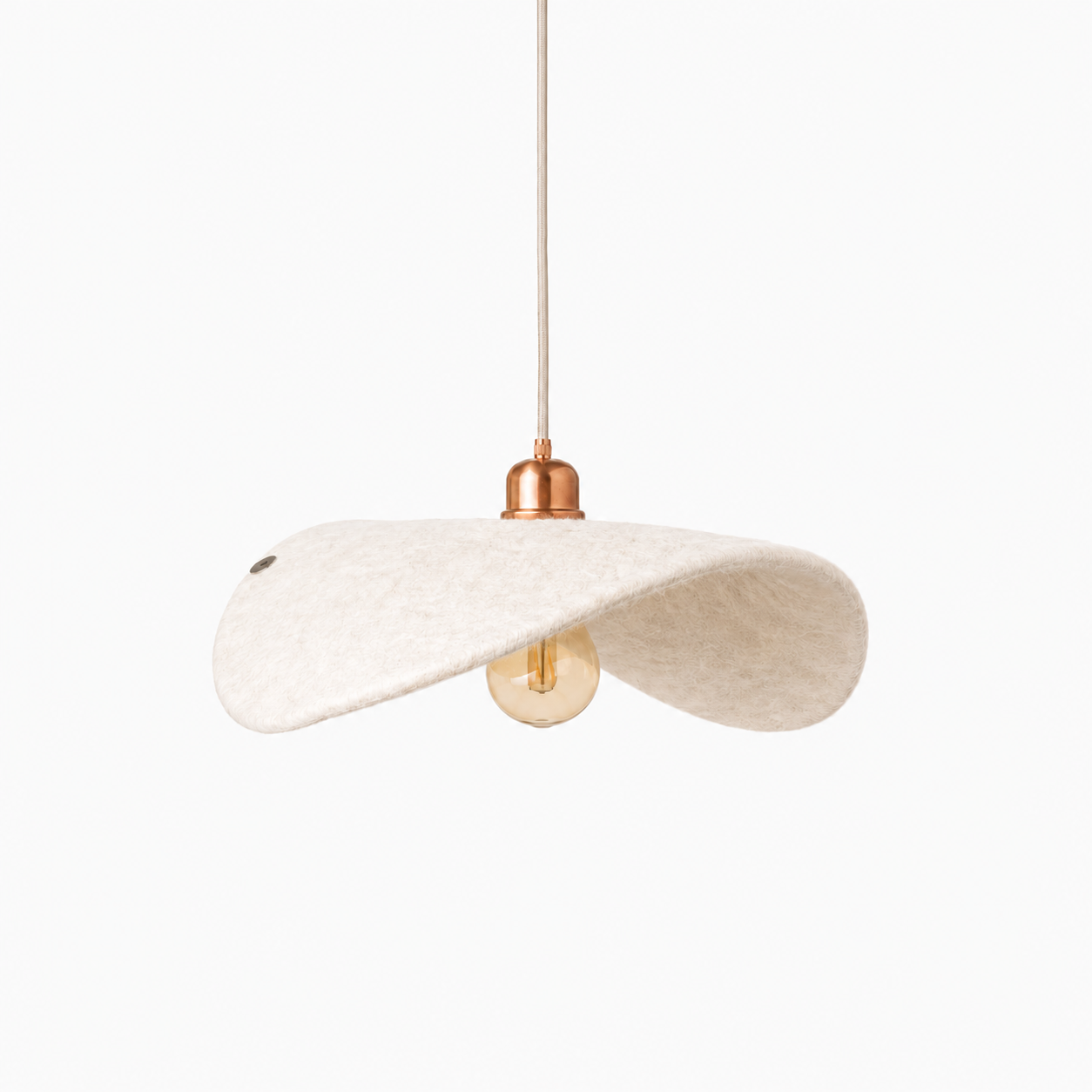 Muskhane Fullmoon spherical pendant lampshade handcrafted from natural off white felted sheep wool in Nepal Dear Johny