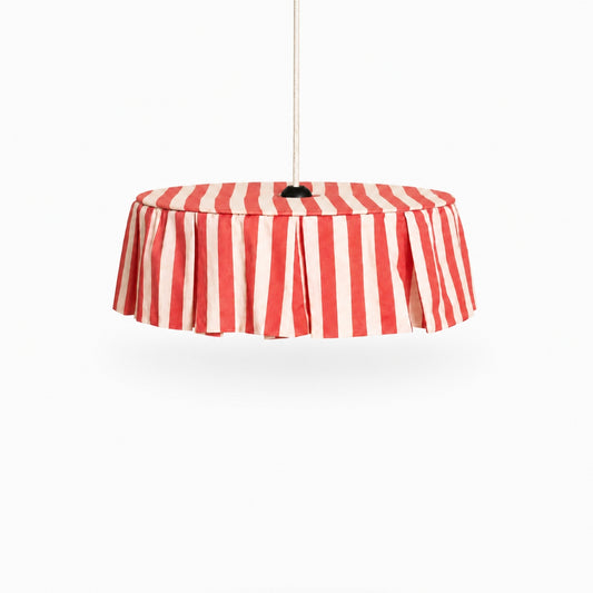 Nobodinoz Vibes Red Stripes pendant lampshade organic cotton voile black iron structure Barcelona Dear Johny