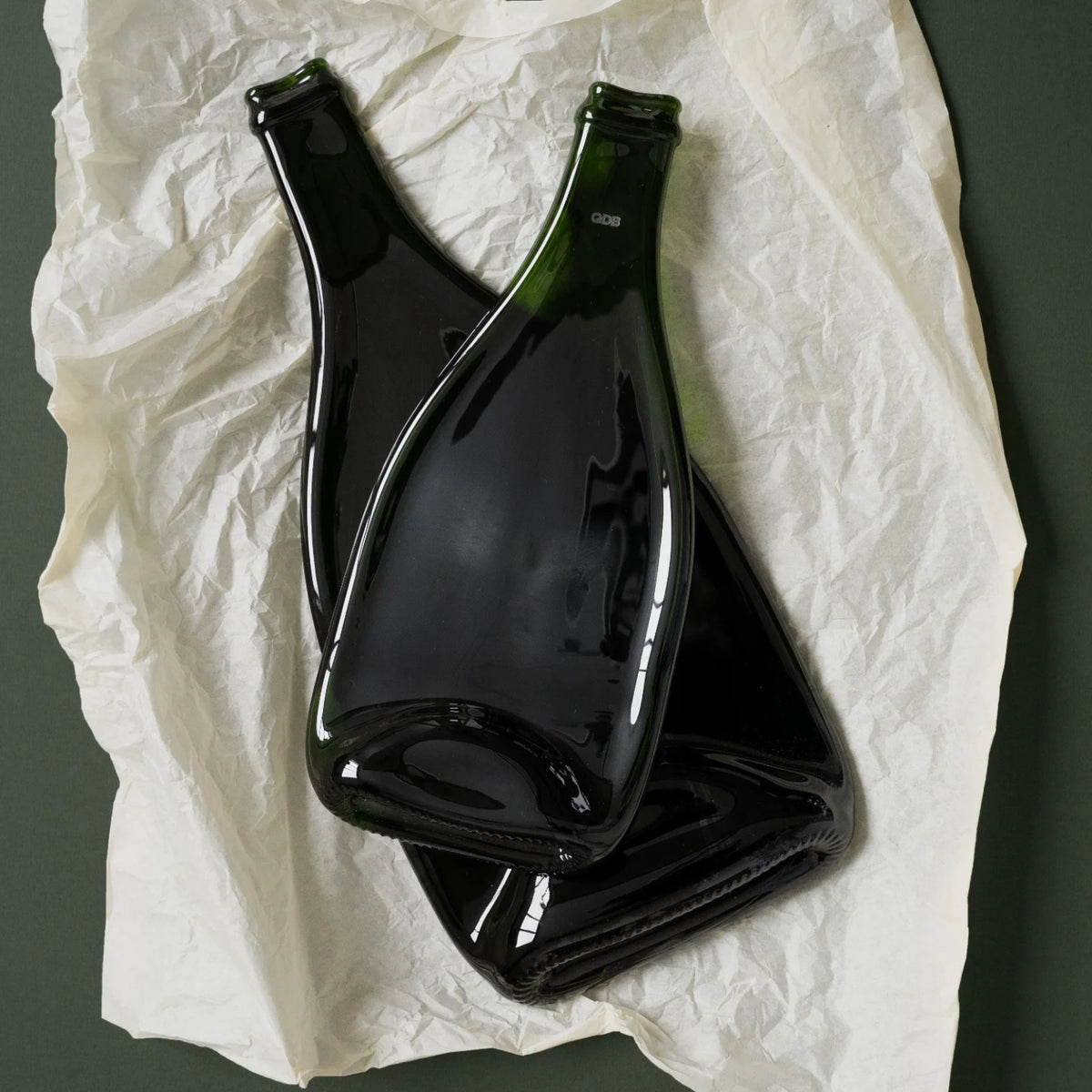 Handcrafted upcycled glass tableware, carafes, and home decor objects by QDB Editions