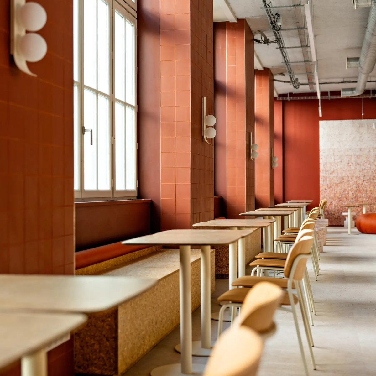 Modular eco-designed table Cicero by Instead with recycled spent grain tabletop and steel frame