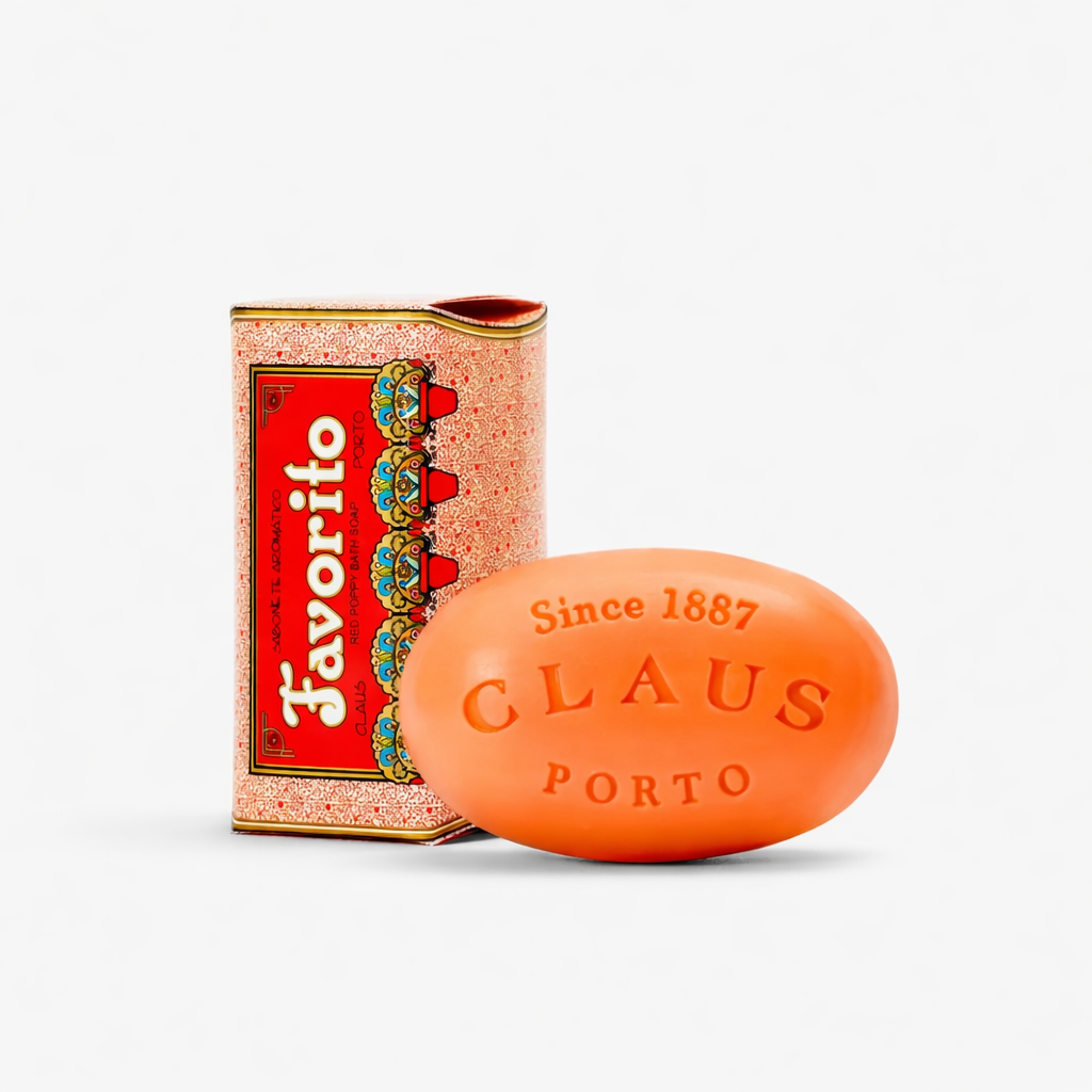 Claus Porto Favorito Red Poppy scented soap bar wrapped paper