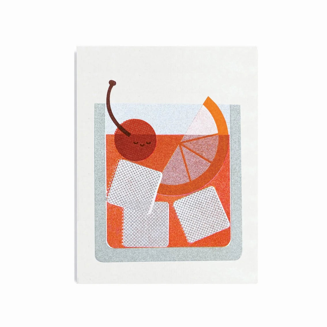 Scout Editions Old Fashioned Cocktail mini card risograph printed with soy based inks on Munken Lynx paper Dear Johny