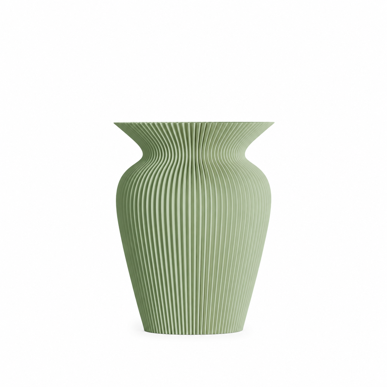 Studio Branches Betty Baby Vase 21.5cm sage green hourglass 3D printed vase designed by Gunnar Nygren Sweden Dear Johny