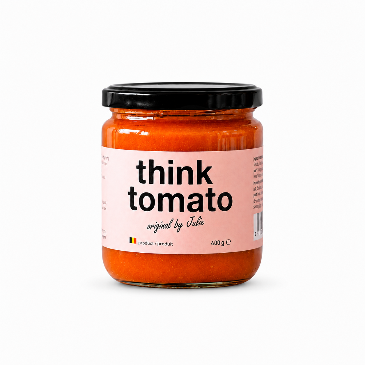 Think Tomato Original sauce 400g jar Julie D'heygere Ghent Belgium fresh sun-ripened tomatoes no added sugar Dear Johny