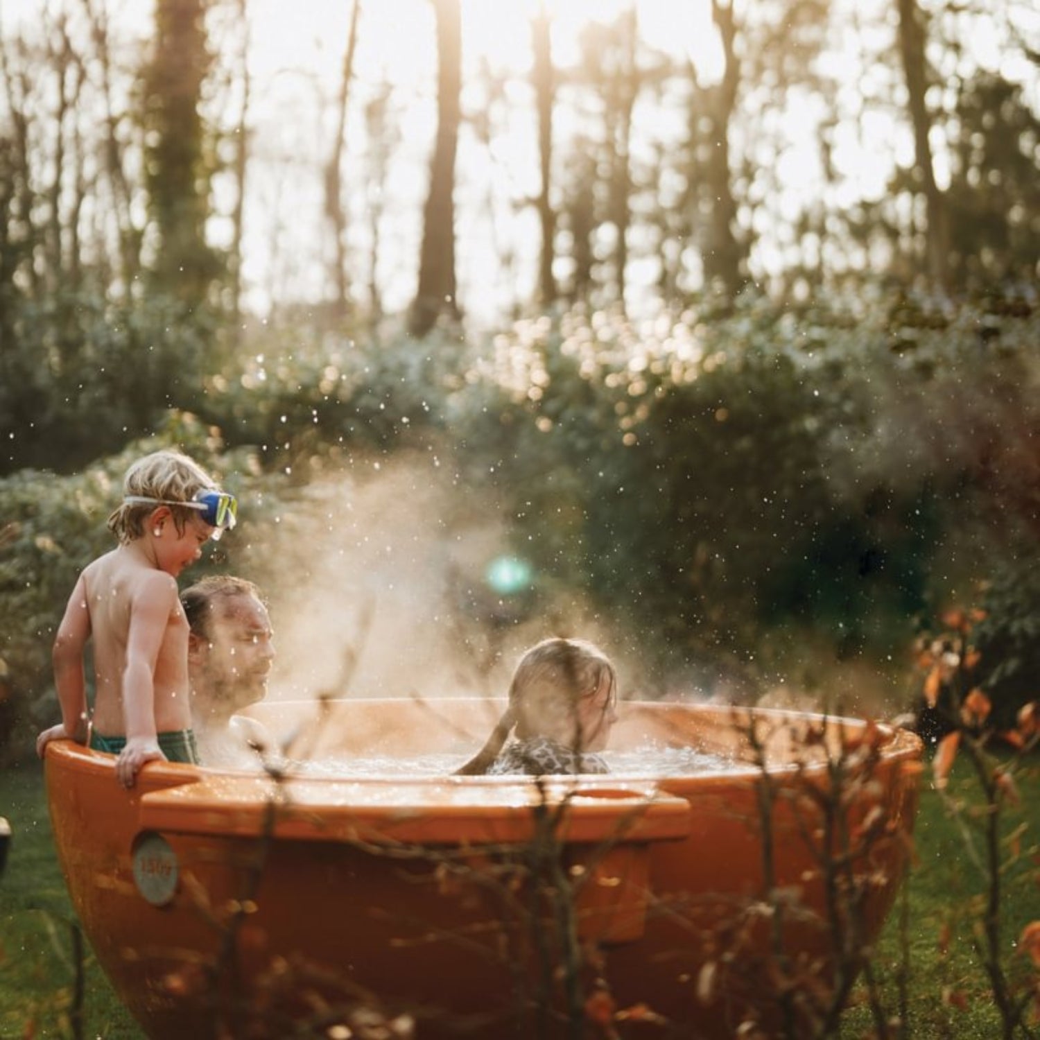 Weltevree Dutchtub Original orange iconic wood fired four person outdoor hottub pool designed by Floris Schoonderbeek Amersfoort Netherlands design studio Dear Johny