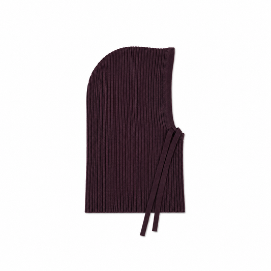 Best women aubergine purple 100 merino wool knit balaclava TWNS The Label Casco